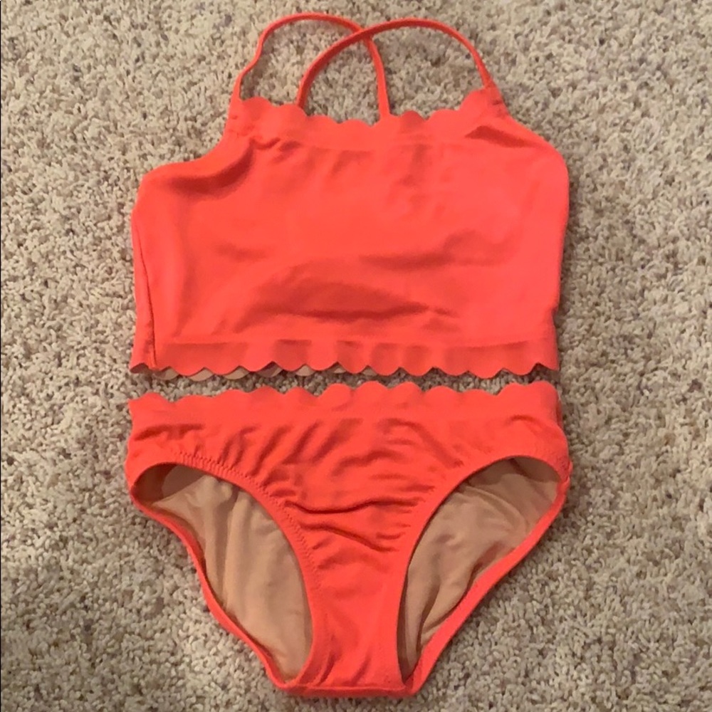 Girls Neon Pink Scalloped Crewcuts 2 Piece